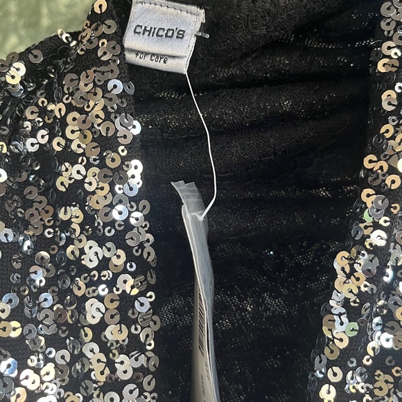 Chico's Sparkling Black and Silver Cape - Picture 2 of 5